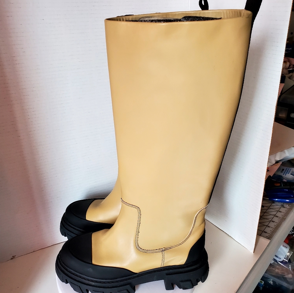 Ganni Leather Lug Sole Boots